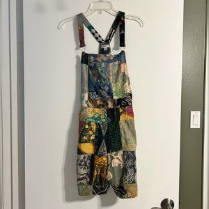 Patchwork Overall Shorts